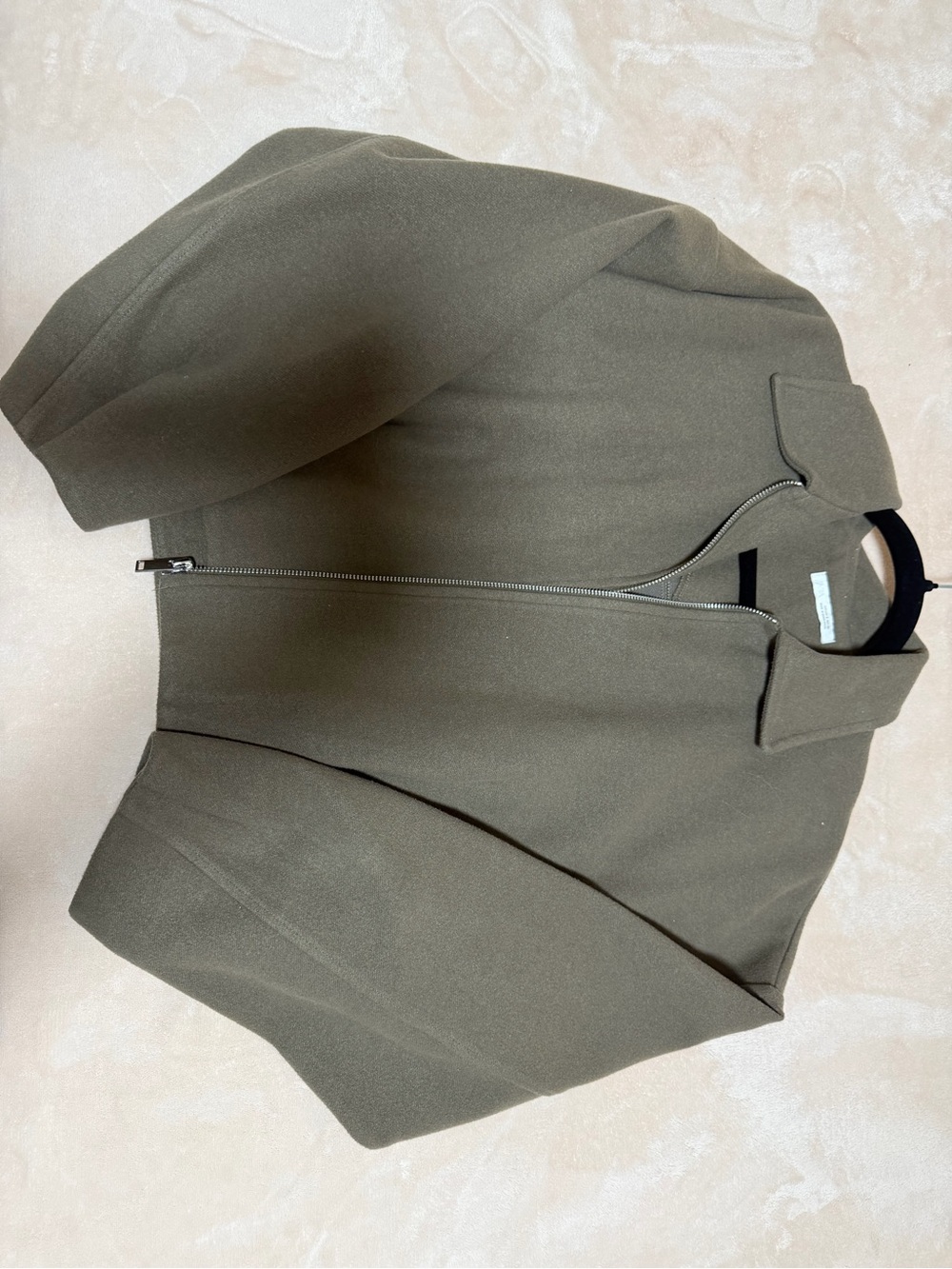 Zara Olive Green Cropped Zip Front Jacket